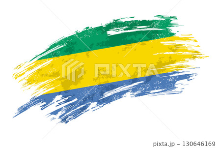 Gabon flag grunge brushstroke texture background. Vector illustration. 130646169