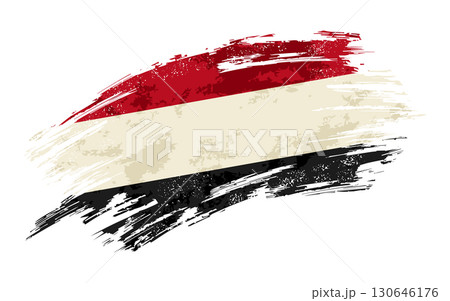 Yemeni flag grunge brushstroke texture background. Vector illustration. 130646176