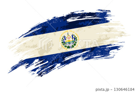 El Salvadoran flag grunge brushstroke texture background. Vector illustration. 130646184