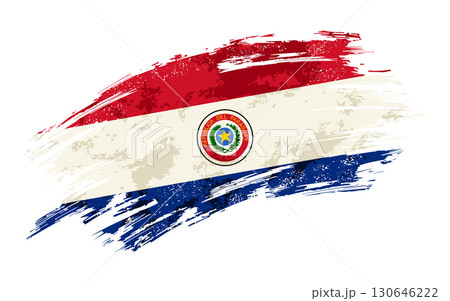 Paraguayan flag grunge brushstroke texture background. Vector illustration. 130646222