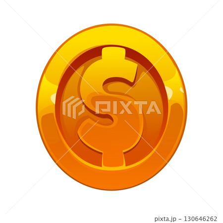 Pirates font and Caribbean corsair typeface or cartoon type vector gold coin. Pirate font dollar sign in shape of pirate golden coin or corsair treasure loot of gold money for marine typography 130646262