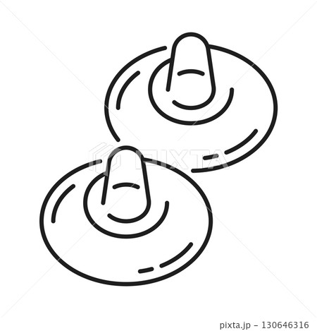 Breastfeeding nipple shield line icon or pictogram. Woman lactation line vector symbol, motherhood nipple shield or cover lineart icon. Breastfeeding thin line sign or infant nursing outline pictogram 130646316