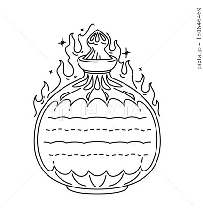 Magic potion glass bottle kids memo note frame. Scrapbook vector memo note, diary frame. Children to do list outline checklist or schedule template with fire spell magic elixir bottle or flask Magic potion glass bottle kids memo note frame. Scrapbook vector memo note, diary frame. Children to do list outline checklist or schedule template with fire spell magic elixir bottle or flask 130646469