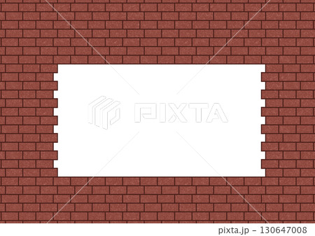 ズレて積まれている赤色のレンガの長方形フレーム 130647008