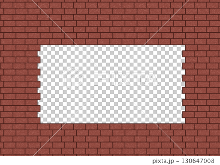 ズレて積まれている赤色のレンガの長方形フレーム 130647008