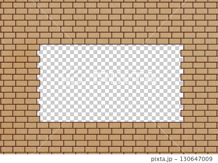 ズレて積まれている黄色のレンガの長方形フレーム 130647009