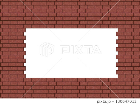 ズレて積まれている赤色のレンガの長方形フレーム 130647013