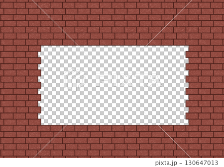 ズレて積まれている赤色のレンガの長方形フレーム 130647013