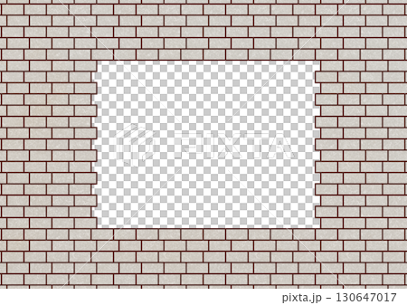 A square frame made of misaligned white bricks 130647017