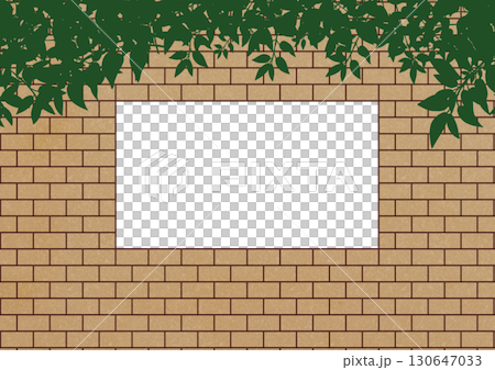 A rectangular frame made of yellow bricks with neatly stacked plants hanging over it A rectangular frame made of yellow bricks with neatly stacked plants hanging over it 130647033