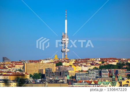 The Zizkov Television Tower Above Prague Cityscape The Zizkov Television Tower Above Prague Cityscape 130647220