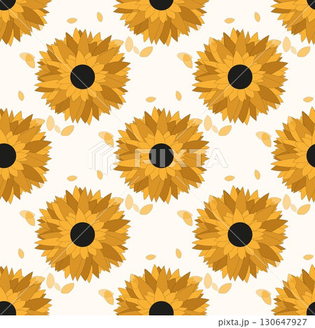 Seamless pattern with sunflowers. Abstract floral background. 130647927
