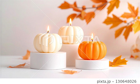 かぼちゃの形のキャンドル 130648026