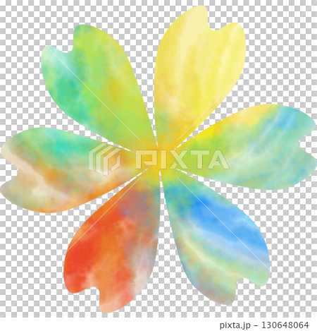 綺麗な水彩模様の花型のアイコンのイメージのイラスト 130648064