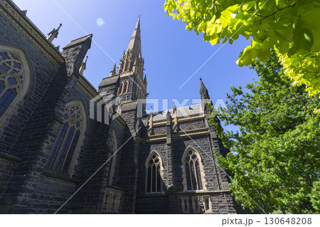Melbourne, Australia - December 29,2023 : Historical St. Patrick's Cathedral with blue sky in Melbourne, Australia on December 29,2023. 130648208