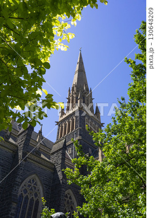 Melbourne, Australia - December 29,2023 : Historical St. Patrick's Cathedral with blue sky in Melbourne, Australia on December 29,2023. 130648209