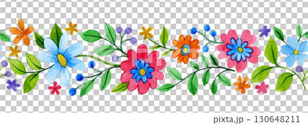 seamless border with abstract flowers. watercolor illustration, bright colors seamless border with abstract flowers. watercolor illustration, bright colors 130648211