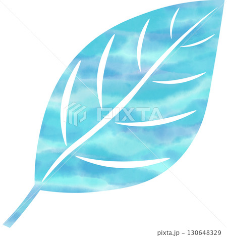 綺麗な水彩模様の葉っぱのアイコンのイメージのイラスト 綺麗な水彩模様の葉っぱのアイコンのイメージのイラスト 130648329