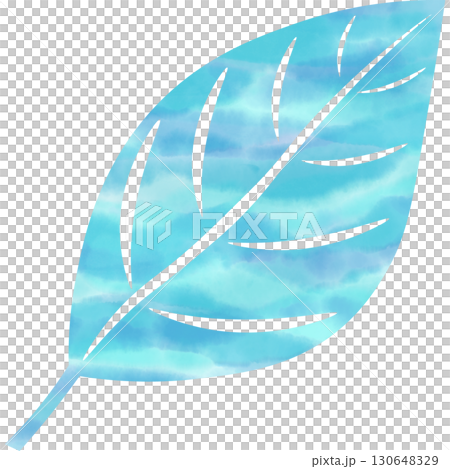 綺麗な水彩模様の葉っぱのアイコンのイメージのイラスト 綺麗な水彩模様の葉っぱのアイコンのイメージのイラスト 130648329