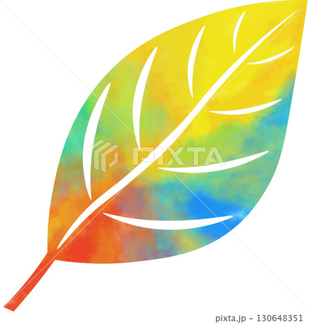 綺麗な水彩模様の葉っぱのアイコンのイメージのイラスト 綺麗な水彩模様の葉っぱのアイコンのイメージのイラスト 130648351