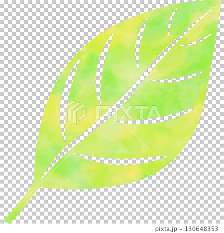 綺麗な水彩模様の葉っぱのアイコンのイメージのイラスト 綺麗な水彩模様の葉っぱのアイコンのイメージのイラスト 130648353