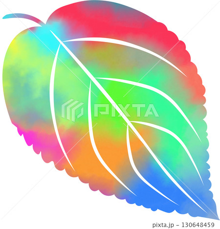 綺麗な水彩模様のアジサイの葉のイメージのイラスト 130648459