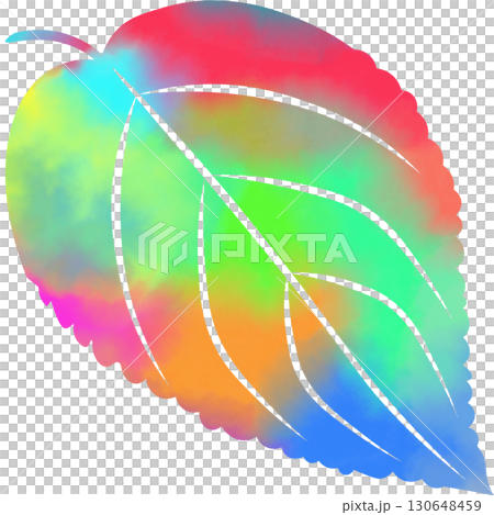 綺麗な水彩模様のアジサイの葉のイメージのイラスト 130648459