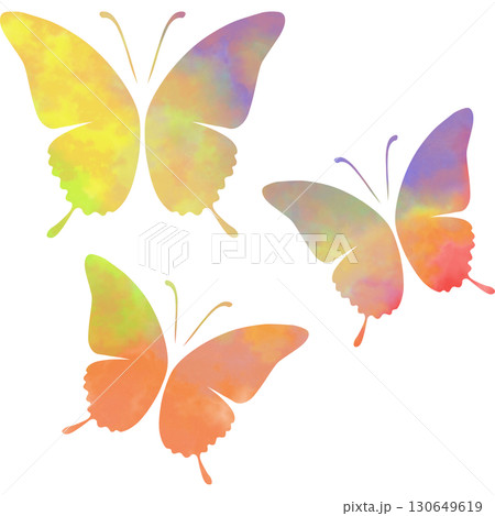 綺麗な水彩模様の蝶のアイコンのイメージのイラスト 130649619