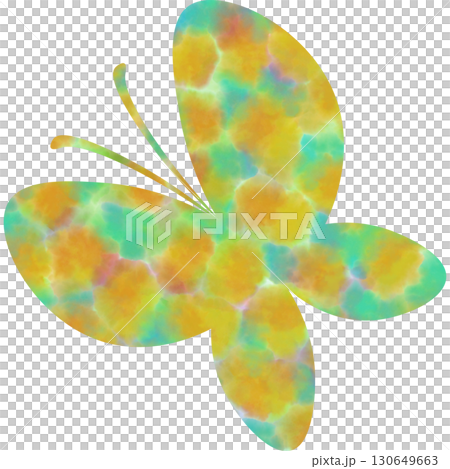 綺麗な水彩模様の蝶のアイコンのイメージのイラスト 130649663