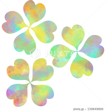 綺麗な水彩模様の四つ葉のクローバーのアイコンのイメージのイラスト 130649800