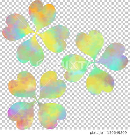綺麗な水彩模様の四つ葉のクローバーのアイコンのイメージのイラスト 130649800