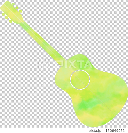 綺麗な水彩模様のクラシックギターのアイコンのイメージのイラスト 130649951