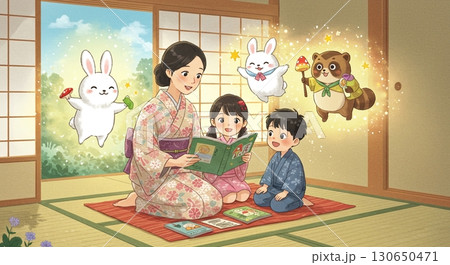 最高の思い出！絵本を読む親子の温かい時間 130650471