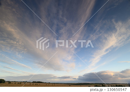 A Beautiful Serene Horizon with Dramatic and Striking Cloud Formations in the Sky 130650547