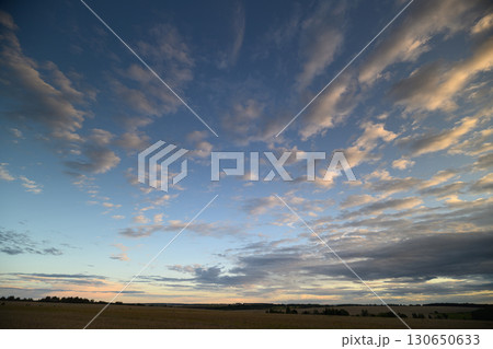 The Serene Twilight Sky Over a Vast and Beautiful Landscape Creates a Calming Atmosphere 130650633