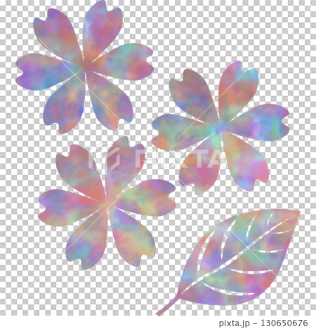 綺麗な水彩模様の花のアイコンのイメージのイラスト 130650676