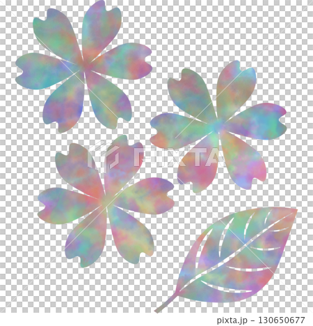 綺麗な水彩模様の花のアイコンのイメージのイラスト 130650677