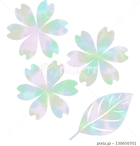 綺麗な水彩模様の花のアイコンのイメージのイラスト 130650701