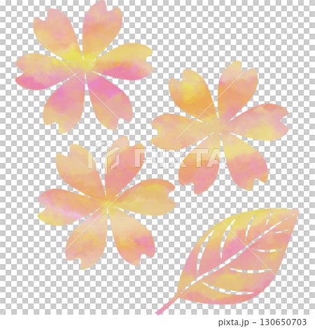 綺麗な水彩模様の花のアイコンのイメージのイラスト 130650703