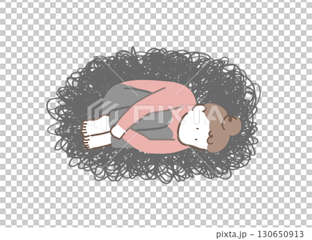 躺著思考的女人插畫素材 躺著思考的女人插畫素材 130650913