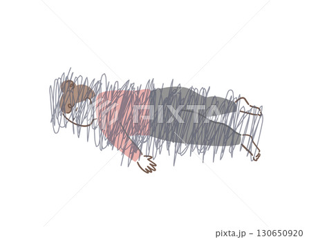 うつ伏せで落ち込んで寝ている女性のイラスト素材 うつ伏せで落ち込んで寝ている女性のイラスト素材 130650920