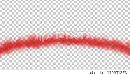 Curved arc of glowing red smoke on transparent background template for mockups and modern visuals with vibrant dense fog effect 130651278