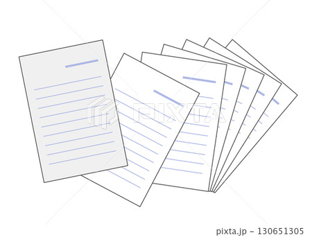 レポート用紙,便箋などのセット。ビジネスや学習をイメージしたイラストです。 130651305