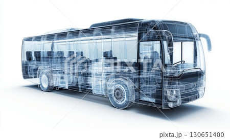 Transparent view of a modern bus technology and interior design features 130651400