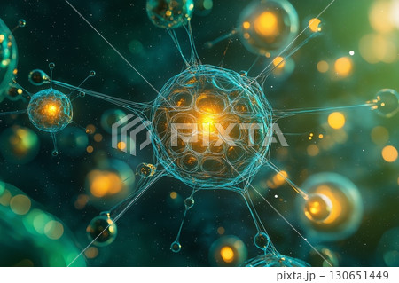 Atom with rotating electrons, energy and matter concept background 130651449