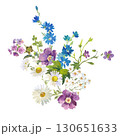 Vector Acrylic Painting Style Wildflower Bouquet , Colorful Floral Arrangement Illustration 130651633