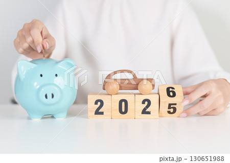 2025 end year to Happy New Year 2026 with car model and Coins Money stack for deposit and Automobile Tax. Money Saving, Car Insurance, Financial, vehicle Repair and Maintenance and New Year concept 2025 end year to Happy New Year 2026 with car model and Coins Money stack for deposit and Automobile Tax. Money Saving, Car Insurance, Financial, vehicle Repair and Maintenance and New Year concept 130651988
