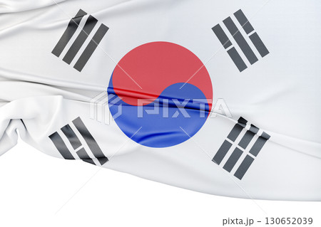 Isolated Flag of South Korea with copy space below. 3D Rendering Isolated Flag of South Korea with copy space below. 3D Rendering 130652039