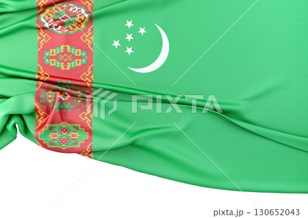 Isolated Flag of Turkmenistan with copy space below. 3D Rendering 130652043