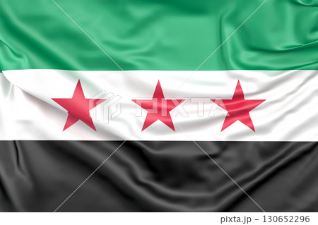 Ruffled Flag of Syria. 3D Rendering Ruffled Flag of Syria. 3D Rendering 130652296